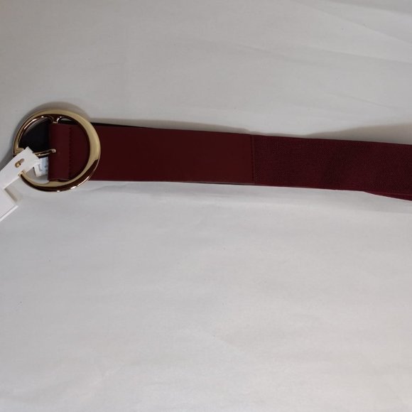 A New Day Women's Burgundy Stretch Fashion Belt w/ Gold Tone Buckle NWT - Picture 4 of 7